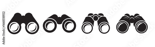 vector illustration of a set of binocular icons