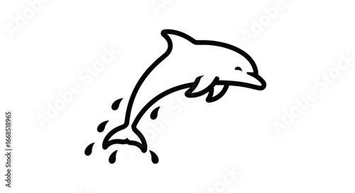 jumping dolphin illustration line art, ocean mammal, aquatic animal, sea creature, marine wildlife