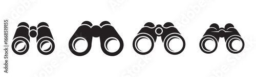vector illustration of a set of binocular icons