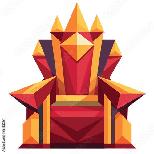Geometric royal throne with gemstones isolated on white background