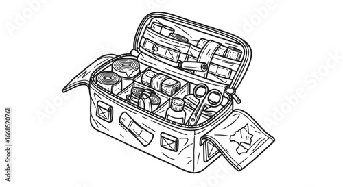 Wallpaper Mural open first aid kit bag, medical supplies, emergency kit, travel essentials, healthcare, medical equipment, preparedness, safety, survival kit Torontodigital.ca