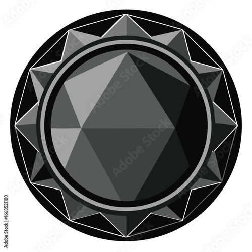 Geometric crystal emblem isolated on white background