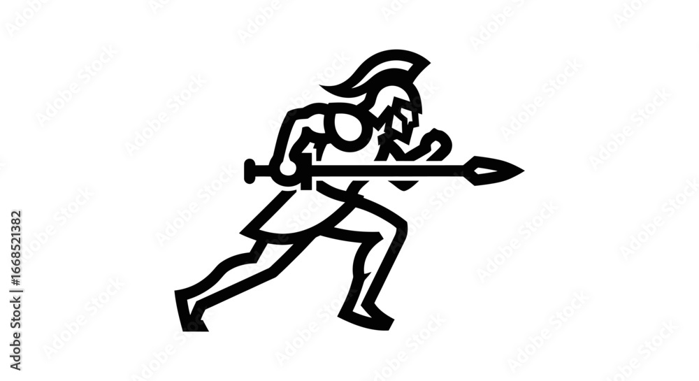 Fototapeta premium running spartan warrior with spear and sword ancient greece, military, power