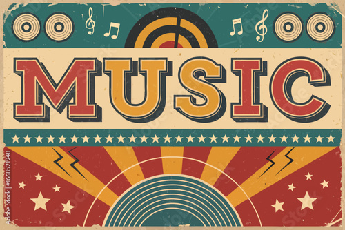 Faded Vintage Retro Music With Bold Typogra Professional Photo Perfect for Editorial Content