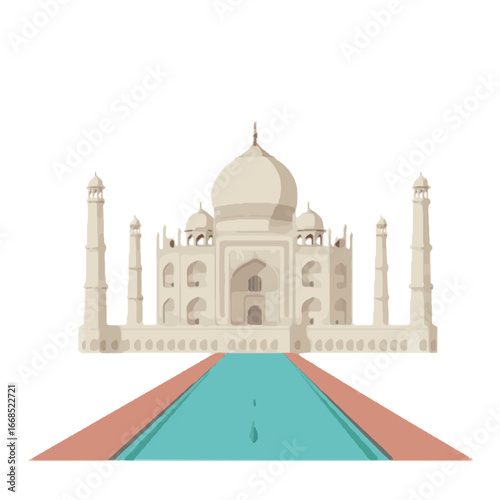 Taj Mahal India illustration iconic landmark architecture travel tourism monument