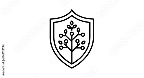 shield with tree of life icon nature protection, ecofriendly badge, sustainability symbol