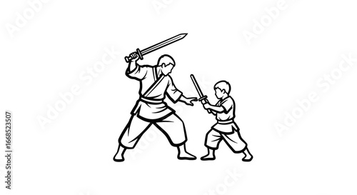 sword fighting master class adult instructor teaching child martial arts