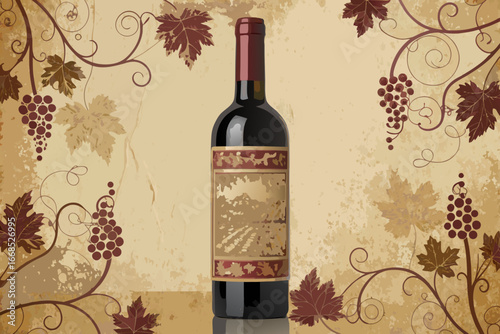 Rustic Bold Wine Label Vintage With Orn Creative Visual Ideal for Marketing
