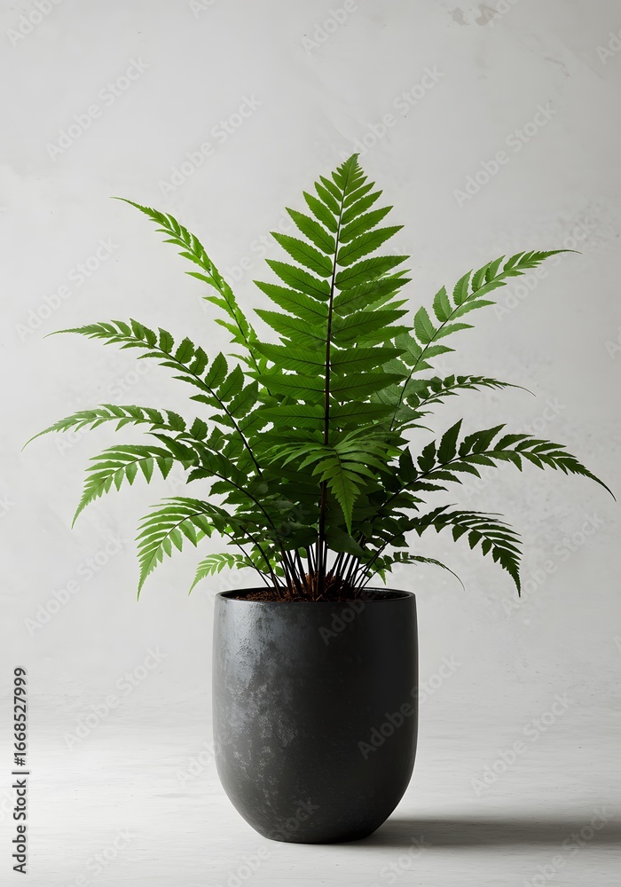 Obraz premium Elegant Sword Fern in Modern Black Pot