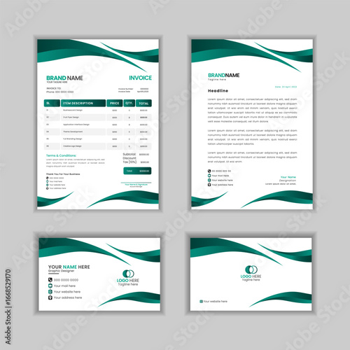 Invoice Letterhead Business Card and Stationery Template Set