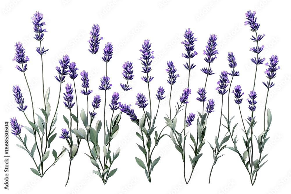 Naklejka premium Row of lavender plants in a digital illustration