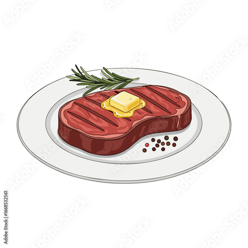 Beef steak on a white plate