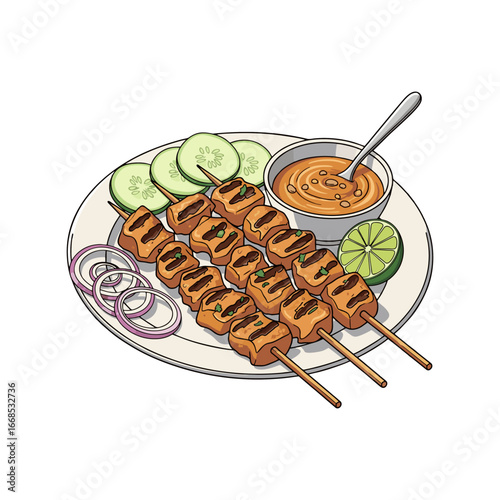 portion of beef satay on a plate