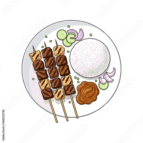 portion of beef satay on a plate