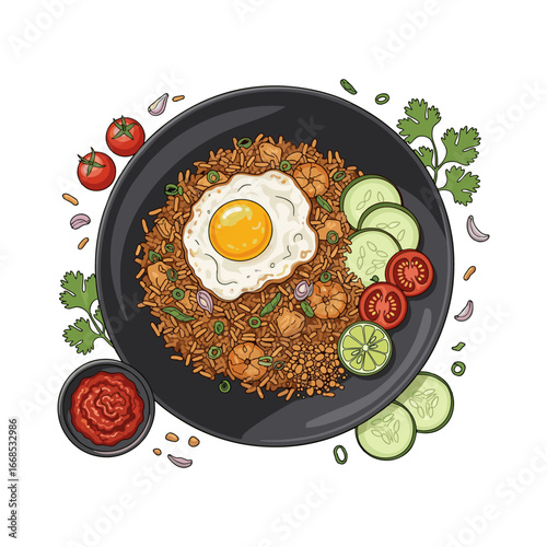 A plate of fried rice with egg