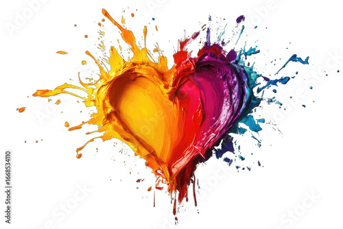 Abstract heart of vibrant splashes