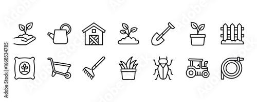 Gardening Icon Set. Vector Graphic Illustration.