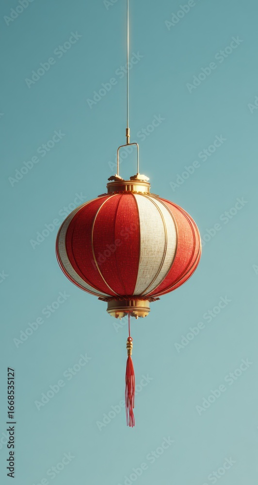 Obraz premium Red and white lantern hanging