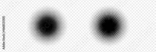 Halftone gradient. Dotted gradient, smooth dots spraying and halftones dot background seamless horizontal geometric pattern vector template set. modern vector ilustration