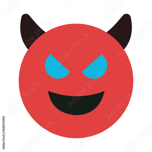Evil Devil Face Emoji Vector Illustration