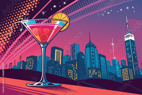 Elegant Vibrant Cosmopolitan Cocktail With High-Quality Stock Image