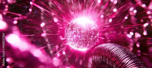 Vibrant Abstract Sphere Surrounded by Radiant Energy and Light Trails