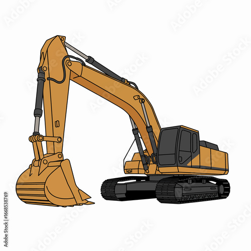 excavator on white background