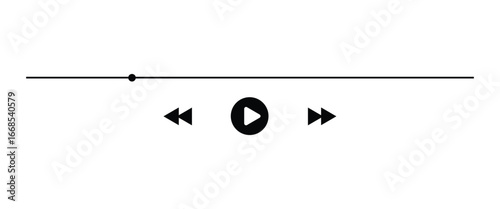 Minimalist Music and Media Player Interface – Audio Video Playback Panel with Timeline Bar, Controls, and Song Display"