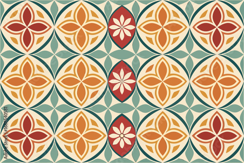 Showcasing Vintage Wallpaper With Bold Tile Mosaic Sty Crisp Professional Photo