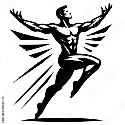 Body Builder in a Dynamic Pose