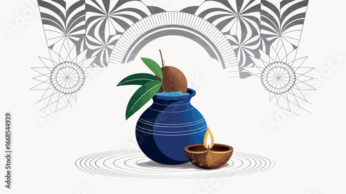 Paryushan Parv with Traditional Kalash Illustration