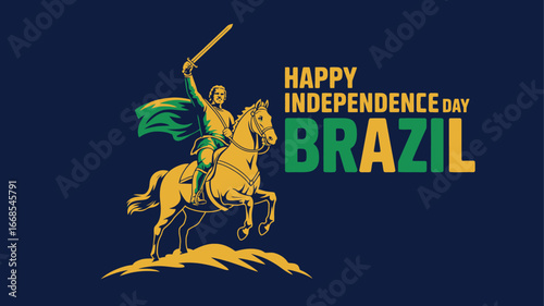 Brazil Independence Day vector illustration horse rider patriotic celebration artwork