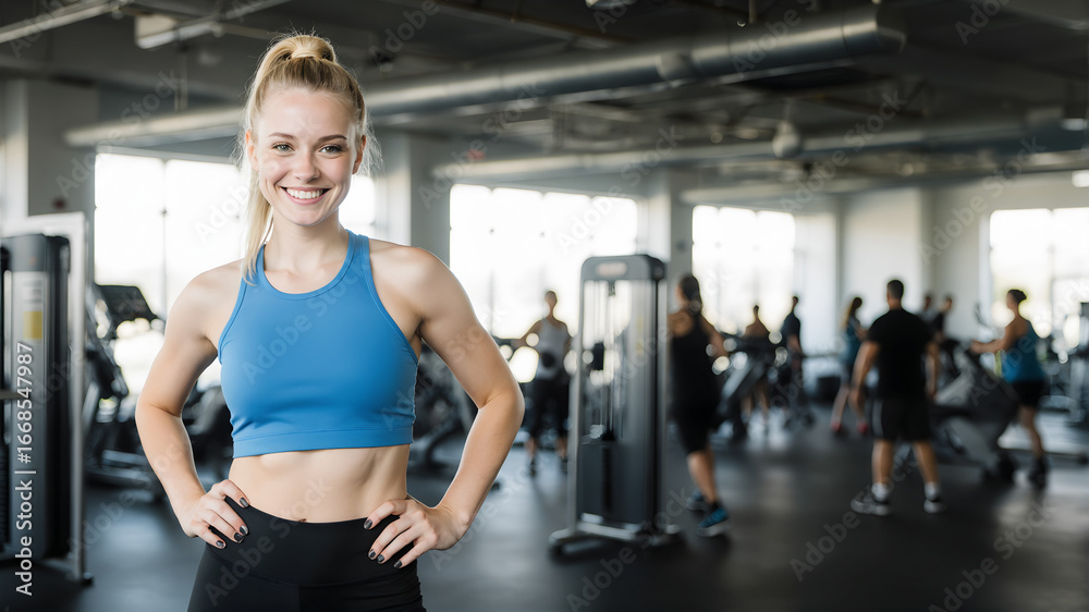 Fototapeta premium 헬스장에서 운동하는 여성