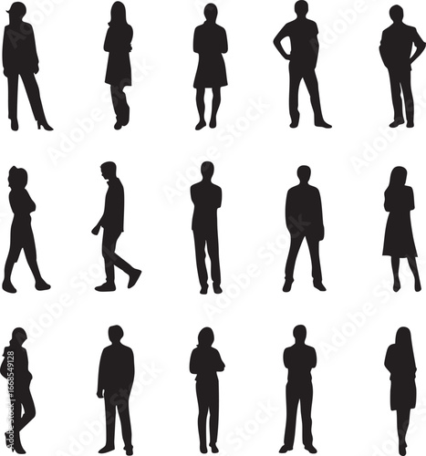 People silhouettes vector pack: diverse crowd illustrations for design projects eps