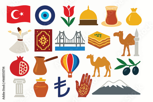 Turkish Culture and Heritage Icons Collection Illustration