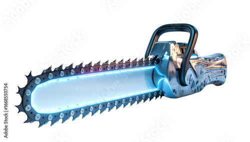 Futuristic chainsaw with glowing blade