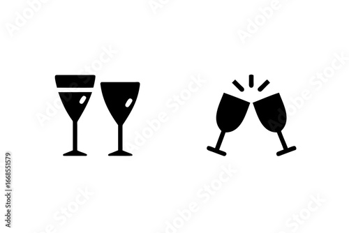 Celebration icons two wine glasses and toasting glasses for festive occasions