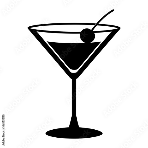 martini glass with cherry vector art