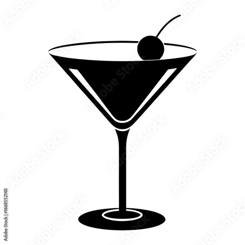 martini glass with cherry vector art