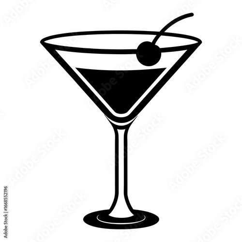 martini glass with cherry vector art