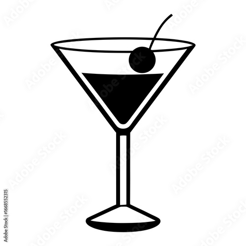 martini glass with cherry vector art