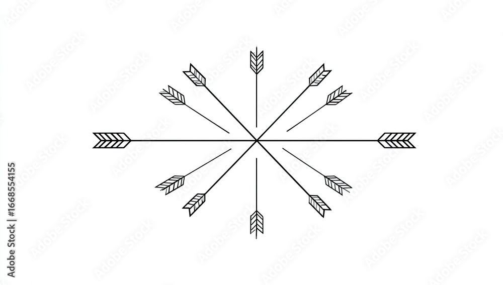 Obraz premium Symmetrical design of radiating arrows