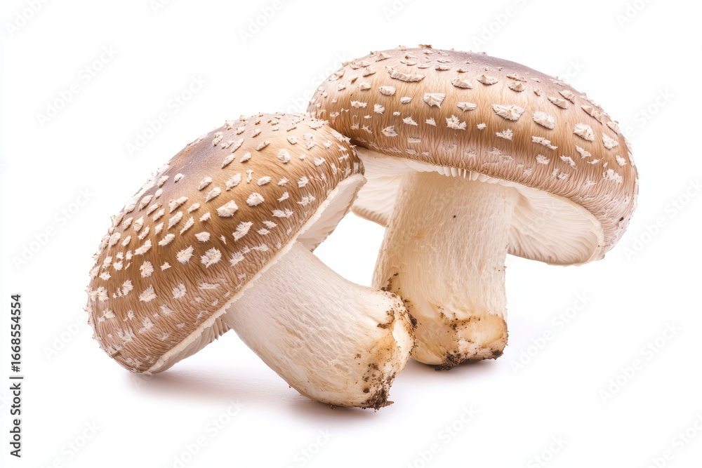 Obraz premium Fresh Shiitake Mushroom Isolated on Crisp White Canvas - Organic Vegan Delight