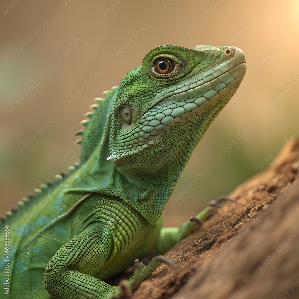 Obraz premium Small Green Iguana Closeup