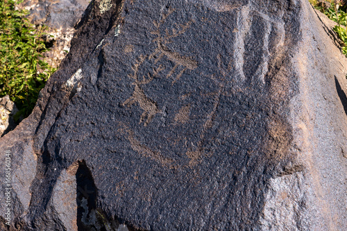 Ancient ornamental carving on volcanic rock