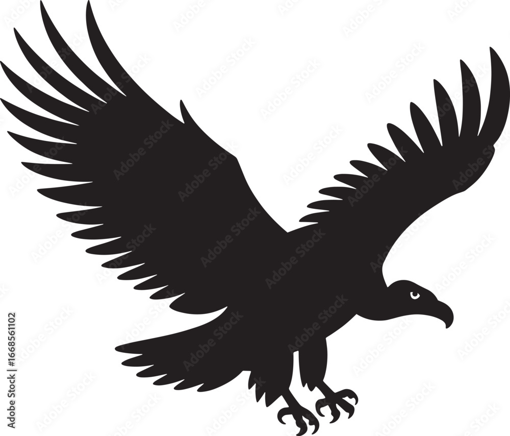 Fototapeta premium Majestic Eagle Silhouette with Wings Spread Soaring Through Air Symbolizing Freedom and Power Graphic Representation Bird of Prey Vector Art