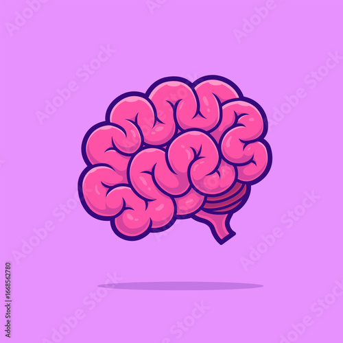 Stylized pink brain illustration on a lilac background