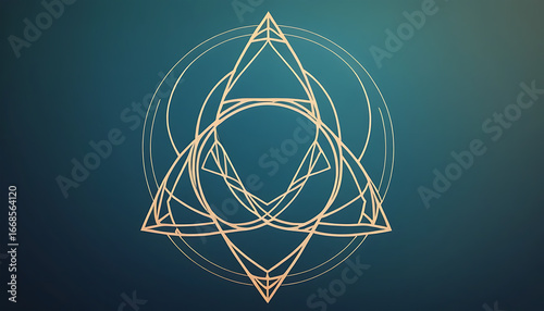 Geometric Sacred Geometry Pattern with Intricate Lines on Dark Gradient Background