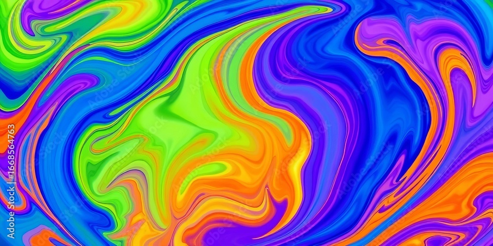 Fototapeta premium Vibrant swirls of blue, green, purple, and orange create a dynamic, abstract backdrop, vibrant, modern