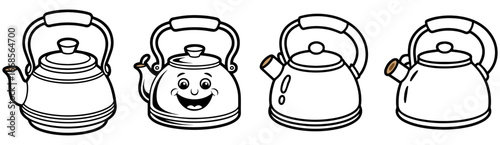 Hot Kettle Tea and Coffee Pot Vector Set – Vintage and Modern Kitchen Appliance Icons Collection